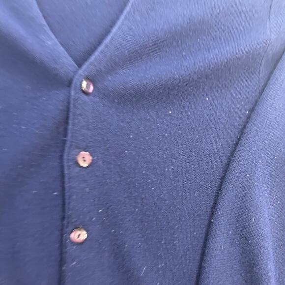 Vintage 70s JCPenney Sweater Cardigan Men's L Blue Button Up Long Sleeve L - Picture 2 of 8